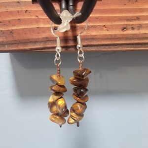 Chic Brown and Gold Dangle Earrings